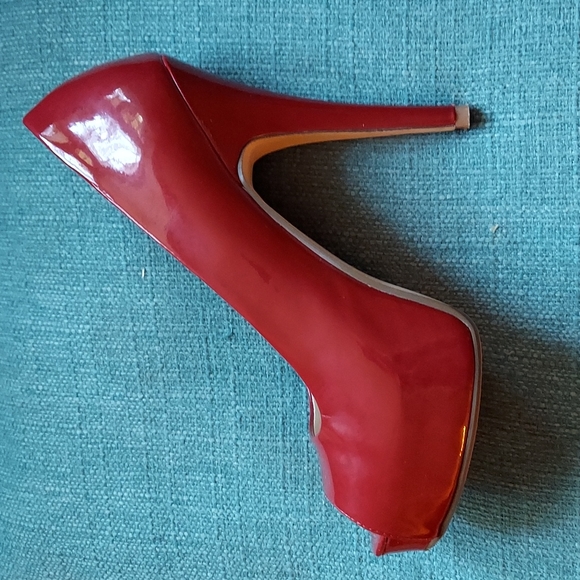Chinese Laundry Womens Hotness Classic Pump Platform Heels Shoes Red 8M peep toe - Picture 6 of 13